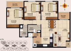 Floor Plan - 1285 Sq.Ft Apartments in Electronic city