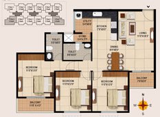 Floor Plan - 1300 Sq.Ft Apartments in South Bangalore